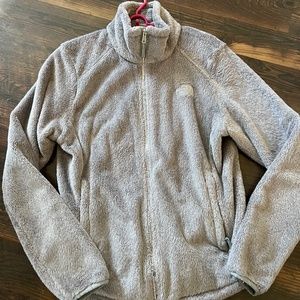 Gray fuzzy womens Northface jacket
